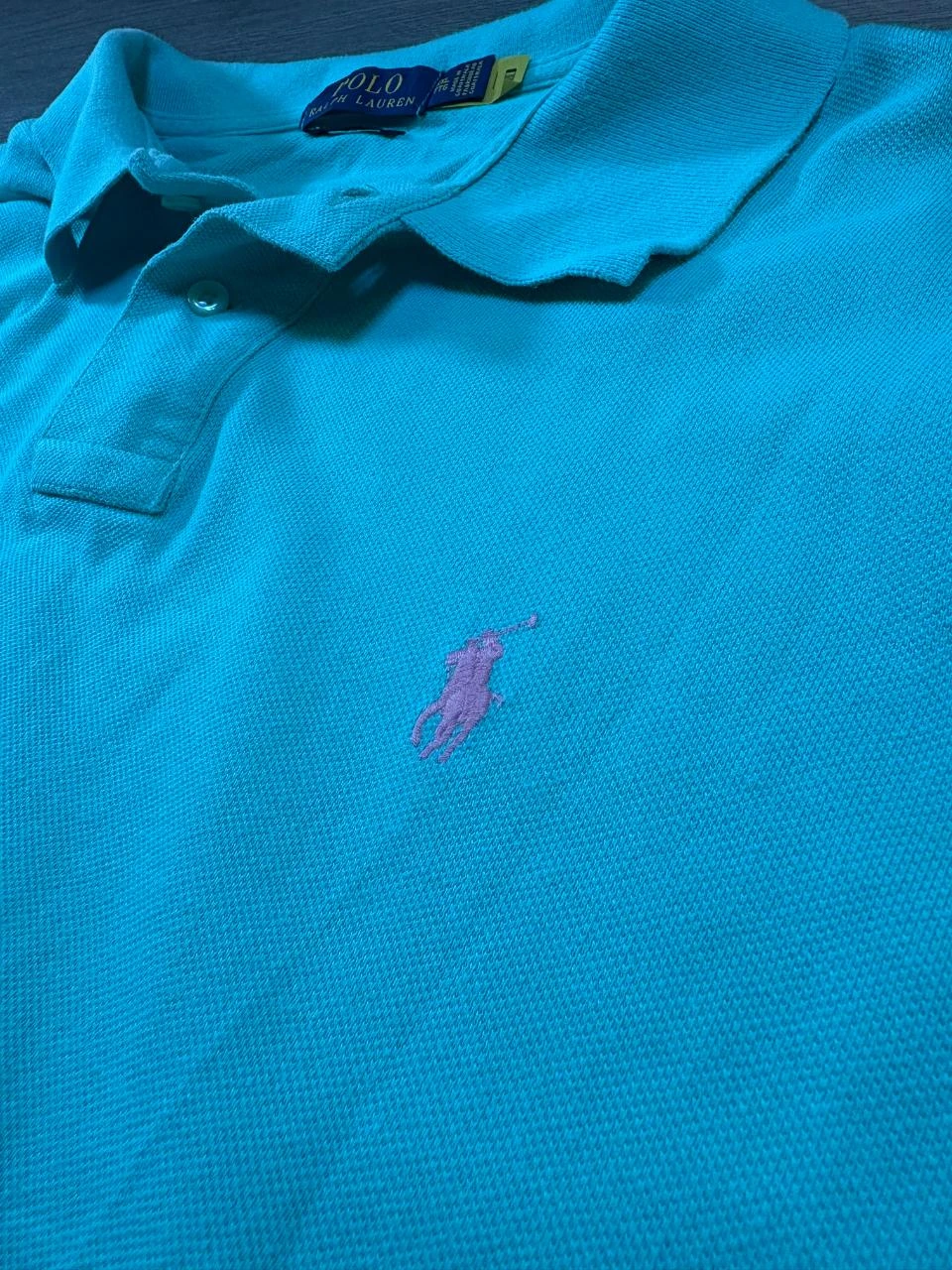 Polo Ralph Lauren Custom Slim Fit Homme – Taille XXL – Vert Menthe / Logo Rose – photo 4